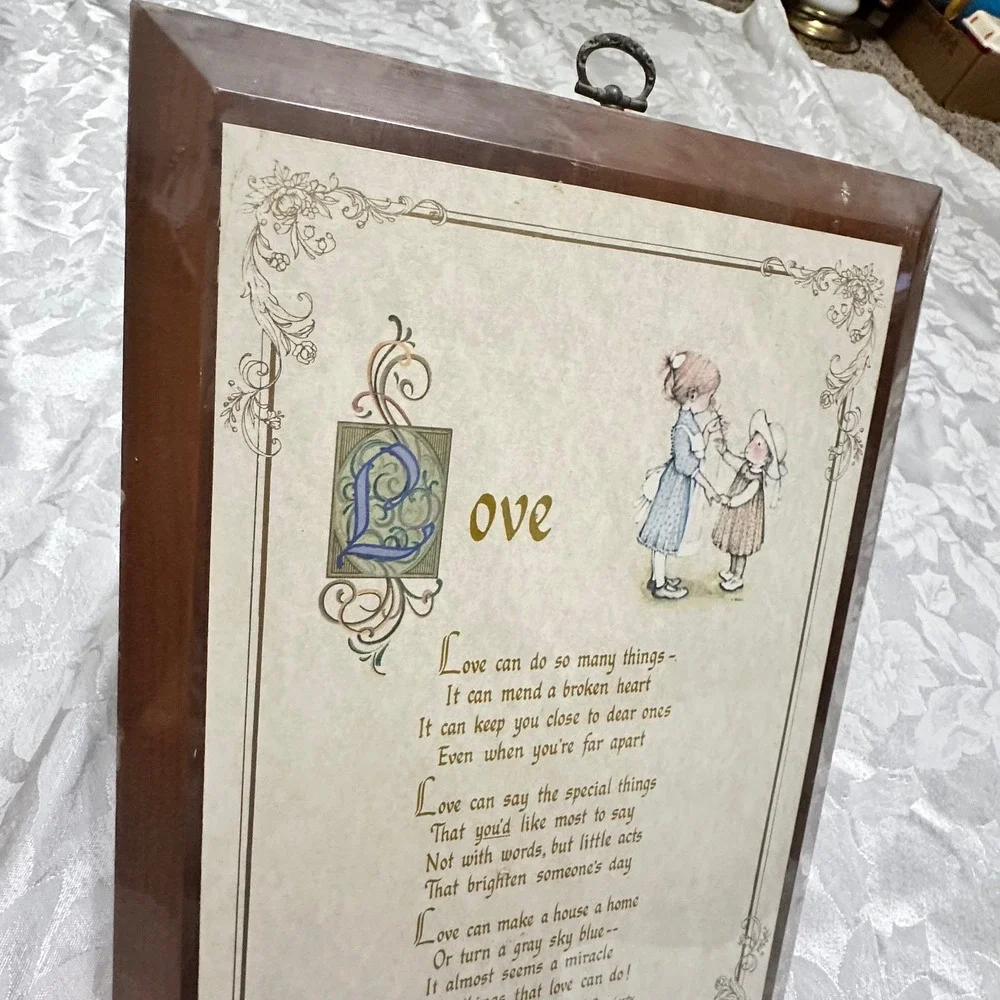 Vintage Holly Hobbie Wood Wall Plaque Brown Vintage 1972 Love Poem Art NIPackage